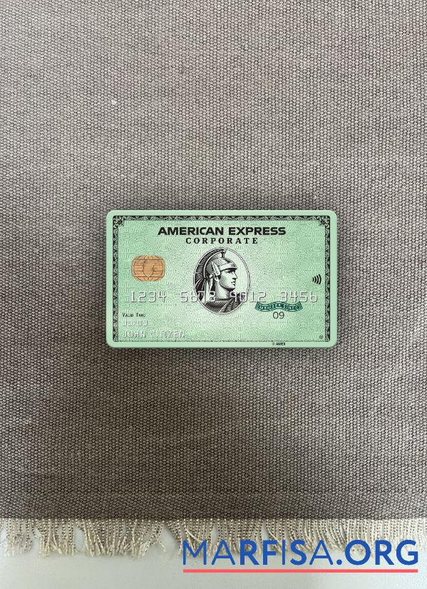 Blank USA State Street Corporation bank AMEX green corporate card photolook front example